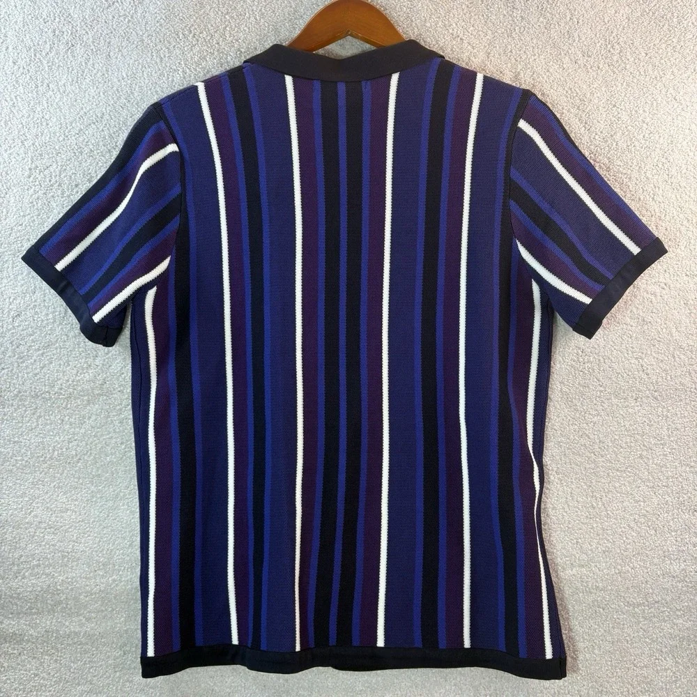 PJ Paul Jones Men's M Vintage Knit Blue Purple White Short Sleeve Sweater New!